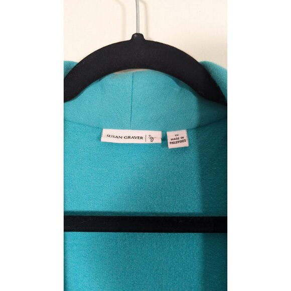 Susan Graver Womens Plus 1X Blue One Button Blazer Jacket Cinched Sleeve Pockets - Picture 4 of 6